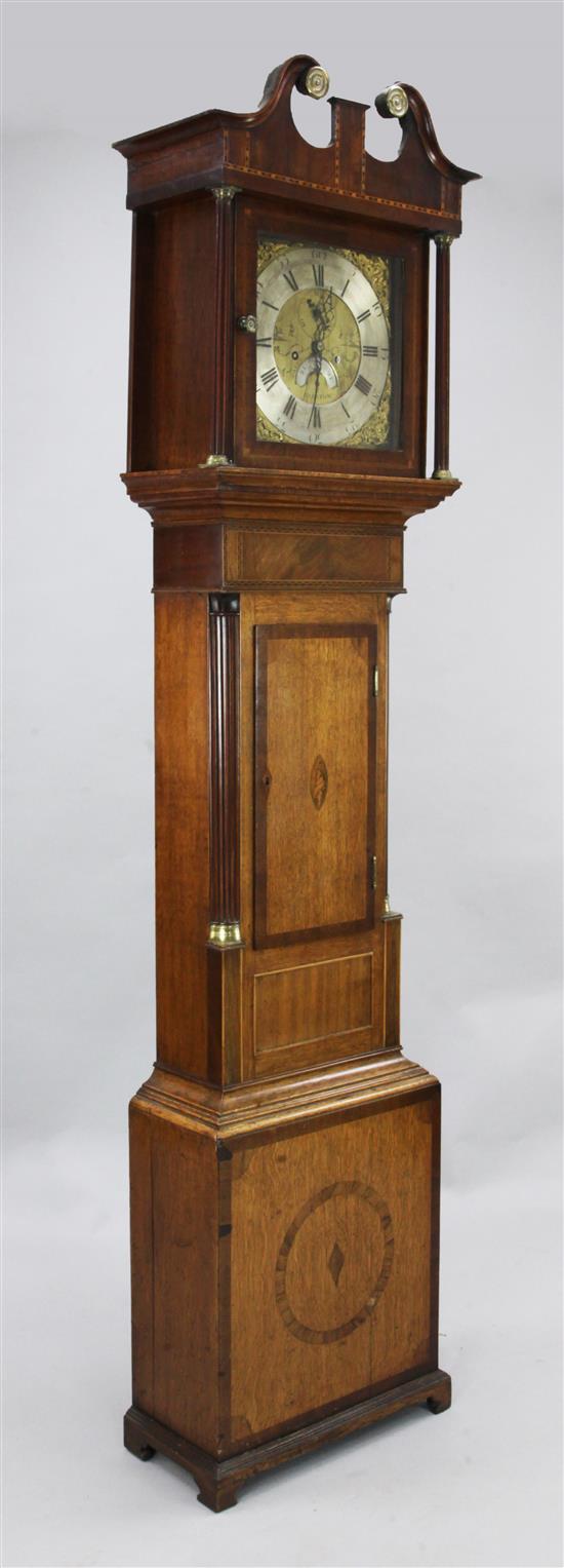 Caleb Boney of Padstow. A George III inlaid oak and mahogany eight day longcase clock, 6ft 11in.